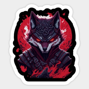 evil ninja wolf face Sticker